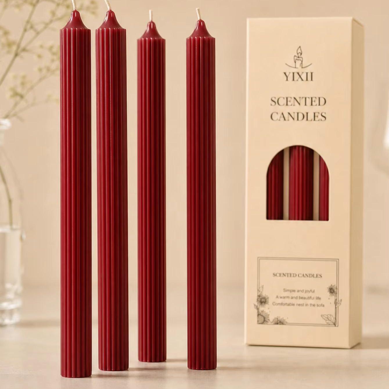 Home Fragrance Red Wine - Набор из 4 ароматических свечей винно-красного